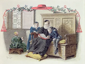 Armand-Jean du Plessis, Cardenal Richelieu (1585-1642) de niño, ilustración de una vida de Richelieu por Theodore Camu, 1910